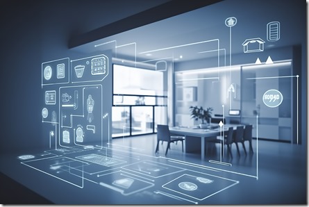 Modern smart home management systems use augmented reality, Smart building, The smart home isolated background, Generate Ai