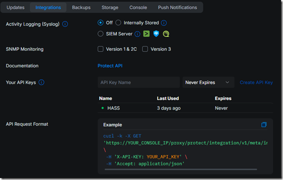 Unifi Protect API Unifi Protect API
